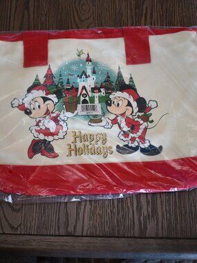 Disney Parks Mickey Mouse & Minnie Mouse Happy Holidays Tote Bag NEW in Bag